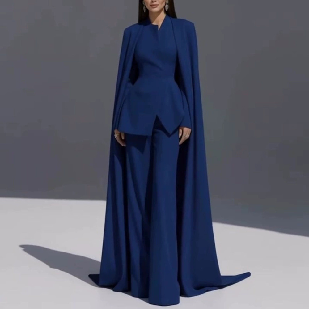 Forever 21 Chic Asymmetrical Blue Waist Cinched Spring Suit